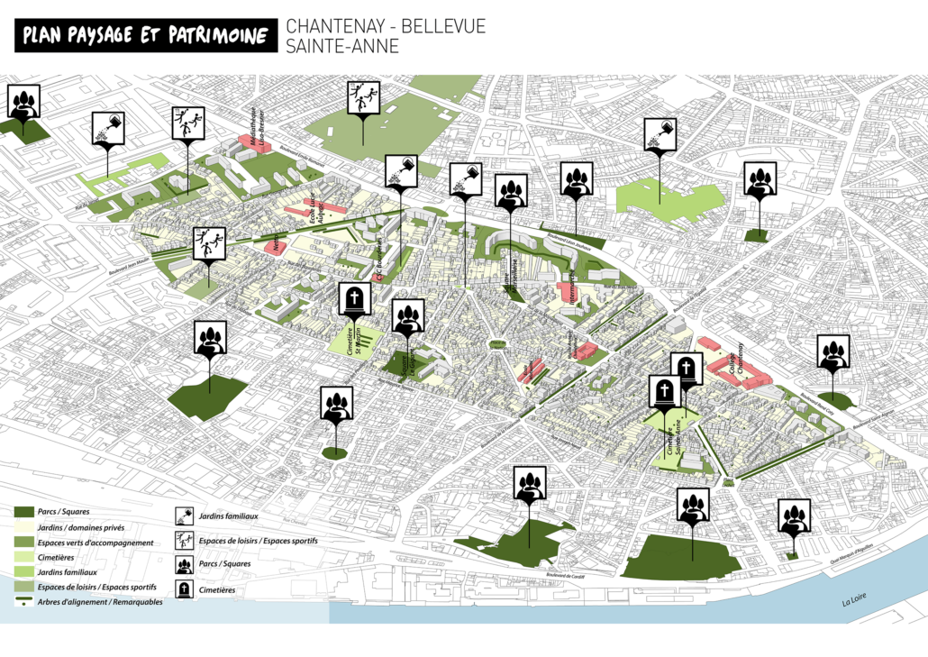 Carte des espaces-verts des quartiers Chantenay-Bellevue-Bourderies
