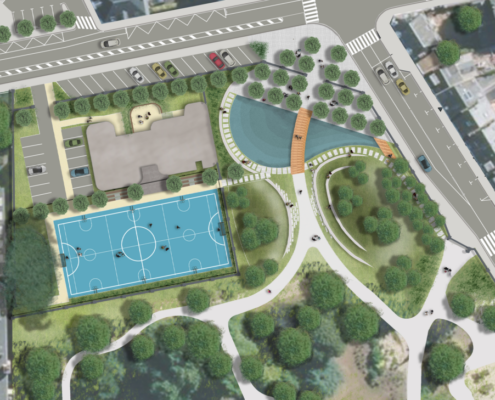 Plan masse de l’extension du parc et de la mise en valeur du blockhaus