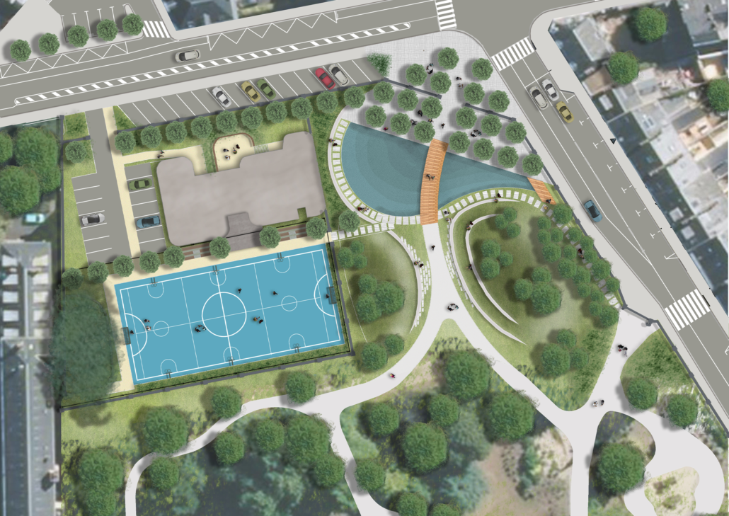 Plan masse de l’extension du parc et de la mise en valeur du blockhaus