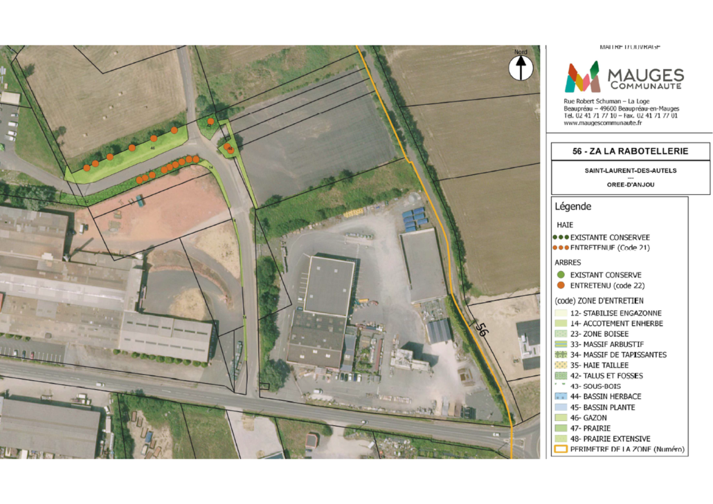 Planche de localisation des zones d’entretien