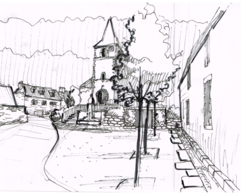 Principe d’aménagement d’une place et de sa fontaine