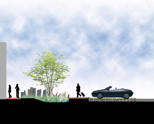 Coupe sur la noue paysagère