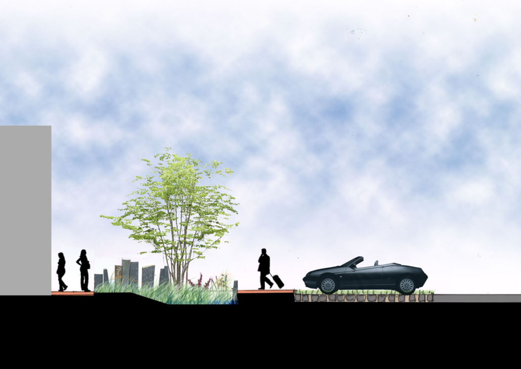 Coupe sur la noue paysagère