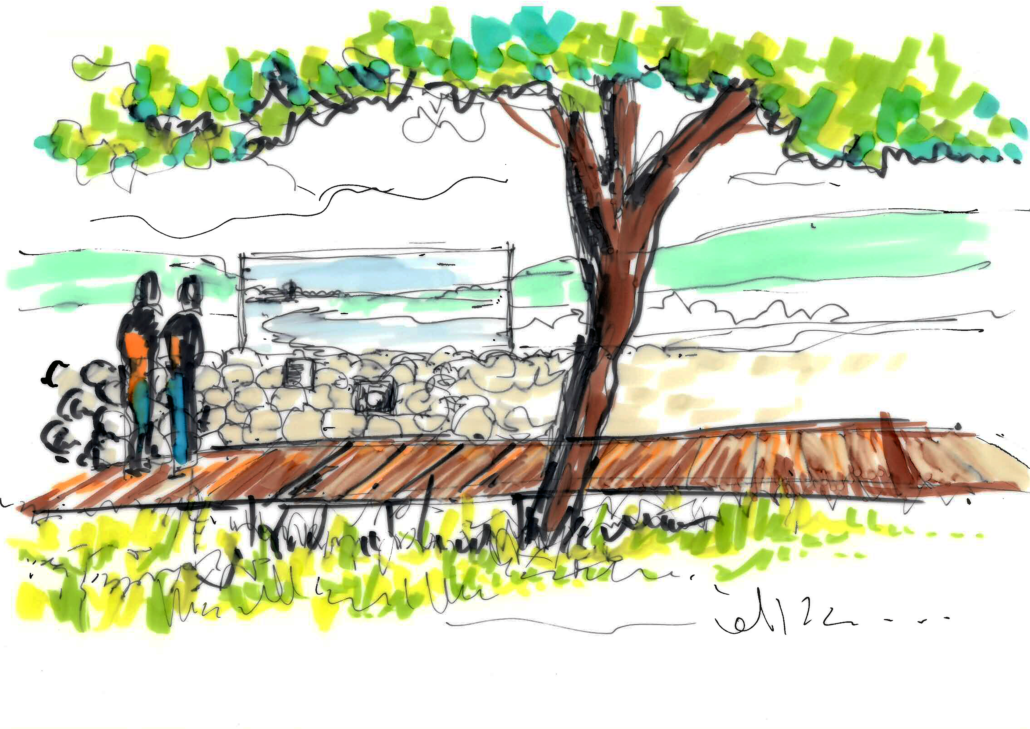 Coupe sur la promenade belvédère