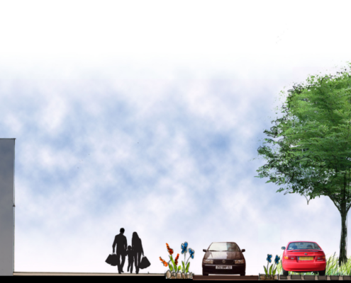 Des rocailles fleuries en accompagnement des circulations