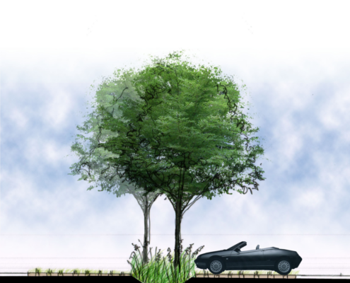 Parkings perméables et noues paysagères