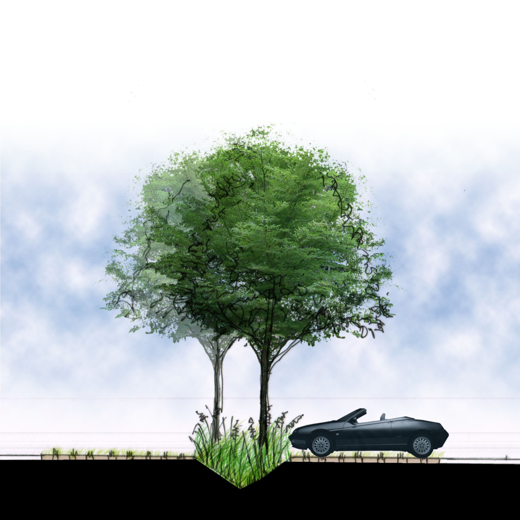 Parkings perméables et noues paysagères