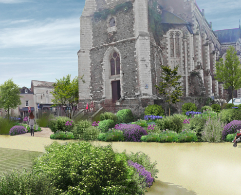Vue sur le parvis de l'Eglise