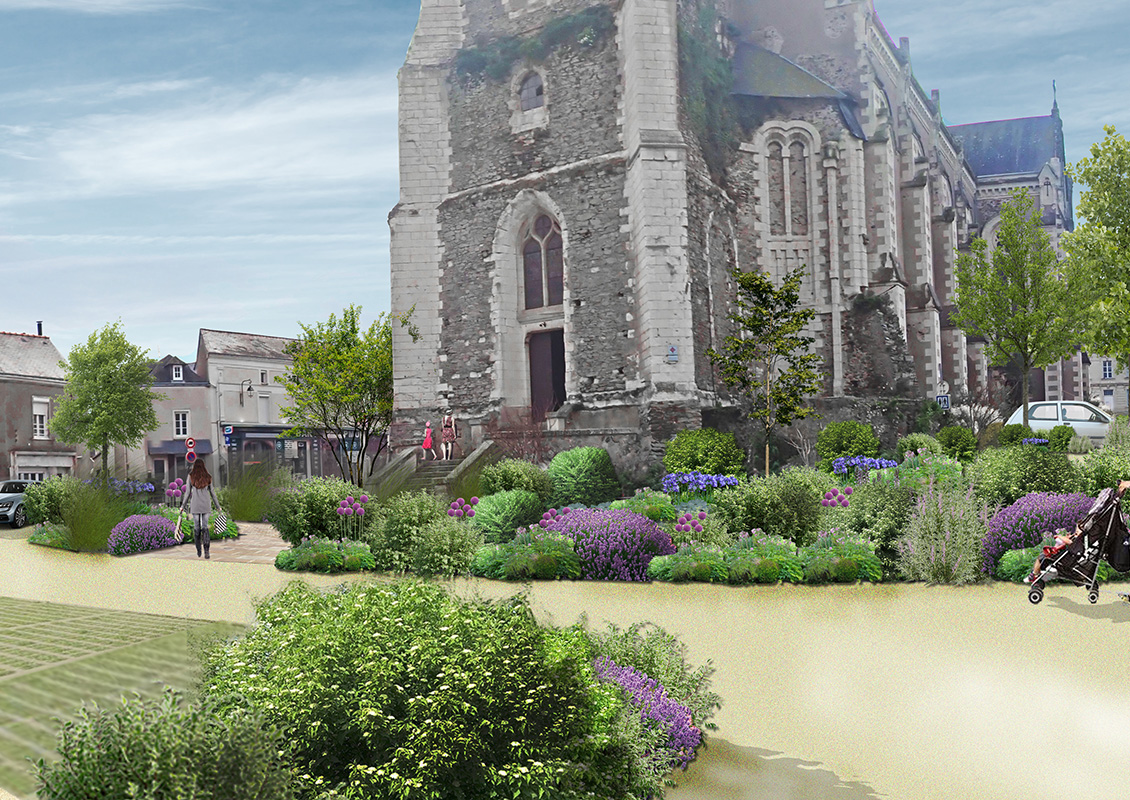 Vue sur le parvis de l'Eglise