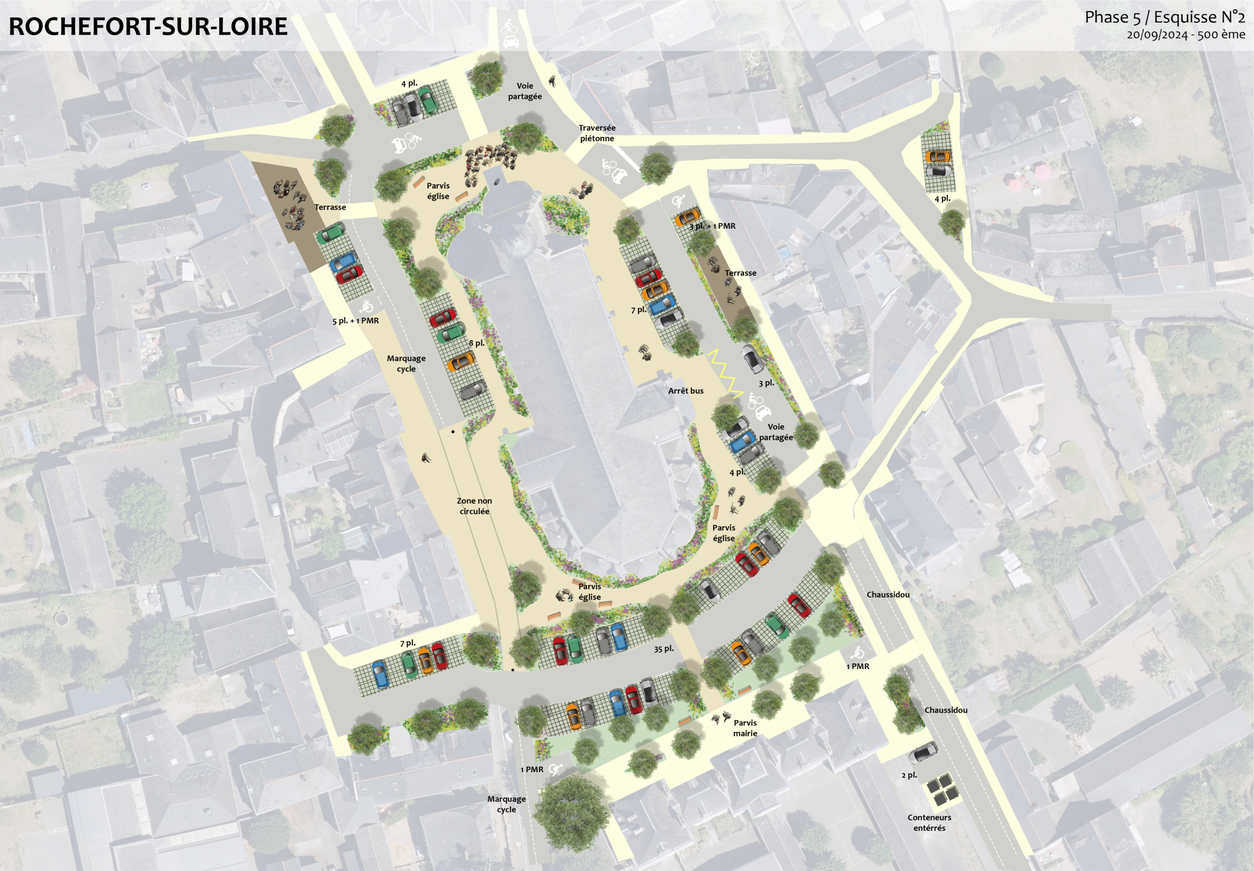 Plan de masse de la place de l'Eglise