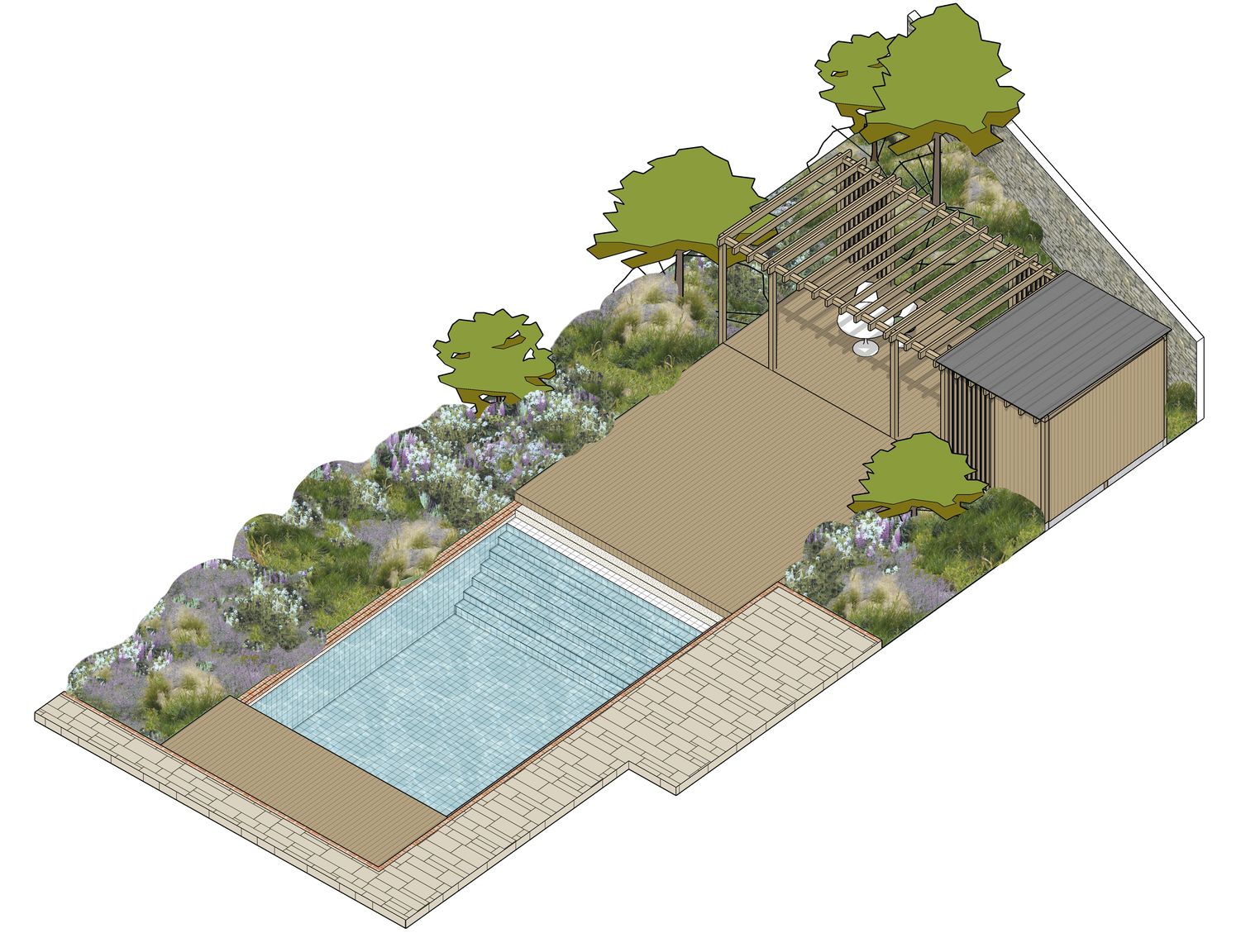 Vue sur la piscine